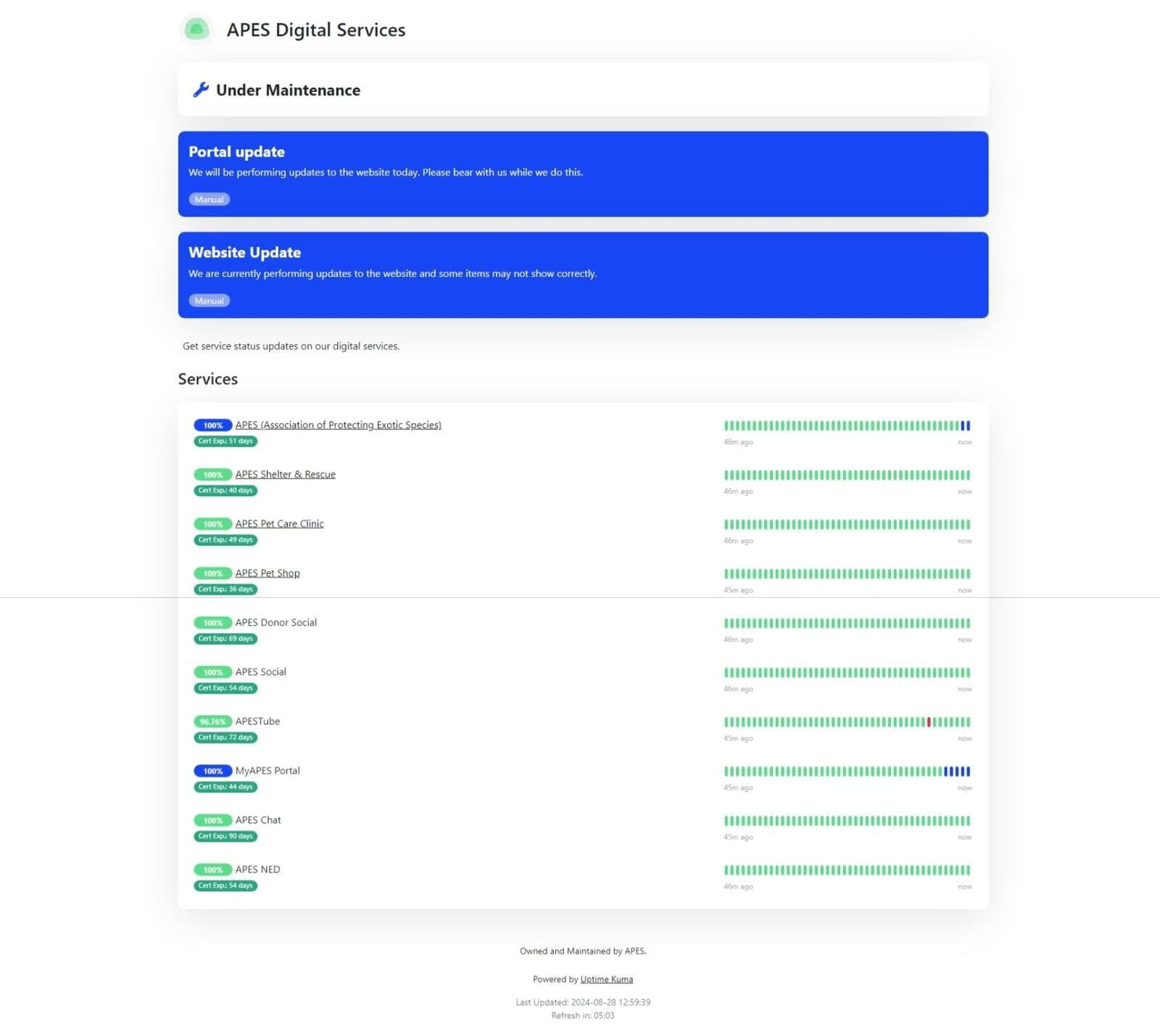 New Service Status Page For Online Services